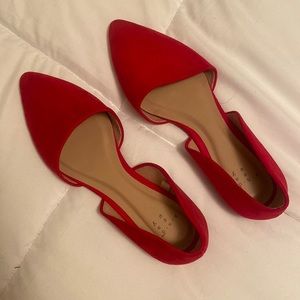 A New Day - Red Faux Suede Flat Pumps